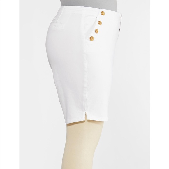 Plus Size White Bermuda Shorts - Picture 4 of 7